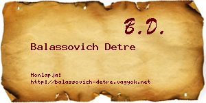 Balassovich Detre névjegykártya